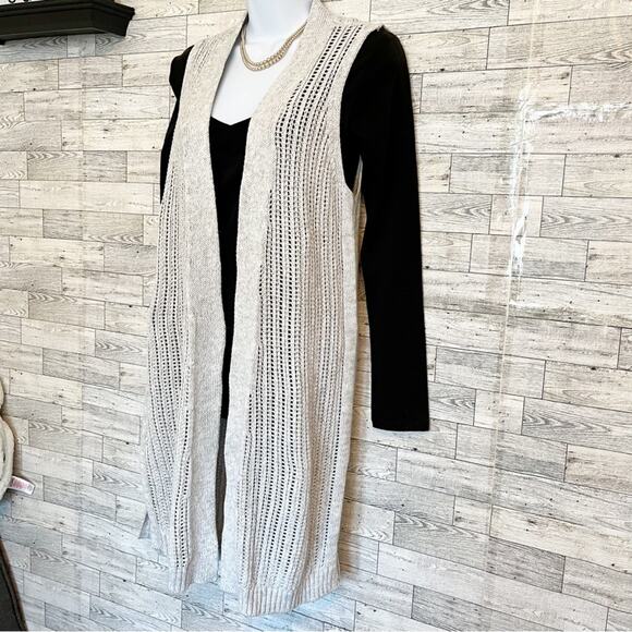 GAP FACTORY Gray Sleeveless Duster-Cardigan, S - Picture 4 of 9